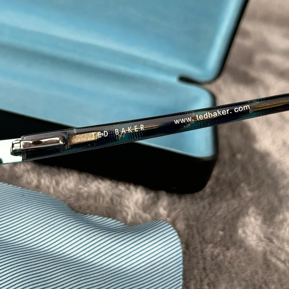 Ted Baker Brow Line Glasses Frames Only B237 Black W Blue 49-16 130mm With Case